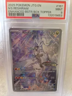 N'S RESHIRAM ENHANCED BSTR BOX TOPPER STAMPED 2025 POKEMON JTG EN #167 PSA... - Image 3