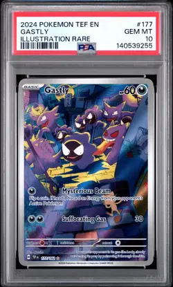 2024 POKEMON TEF EN-TEMPORAL FORCES ILLUSTRATION RARE #177 GASTLY PSA 10 - Image 1