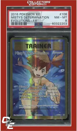 Pokemon 2016 XY Evolutions Misty's Determination Full Art #108/108 PSA 8 NM-M - Image 1