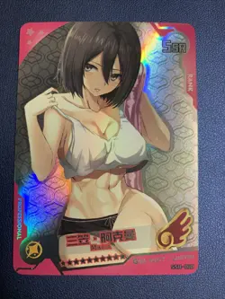 Mikasa Attack On Titan Foil Swimsuit Goddess Waifu Card Girl Holo Doujin Anime - Image 1