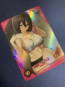 Mikasa Attack On Titan Foil Swimsuit Goddess Waifu Card Girl Holo Doujin Anime - Image 4