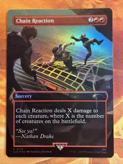 MTG Rainbow Foil Borderless Chain Reaction Secret Lair: PlayStation X Uncharted! - Image 1