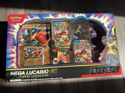 Pokemon Mega Lucario Ex Figure Collection Factory Sealed Box 5 Booster Packs - Image 1