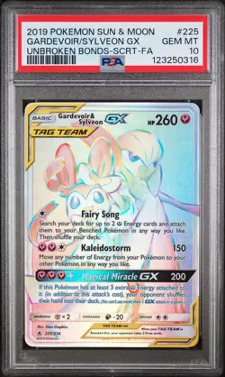 2019 POKEMON SUN & MOON UNBROKEN BONDS FULL ART/GARDEVOIR & SYLVEON GX PSA 10 - Image 1