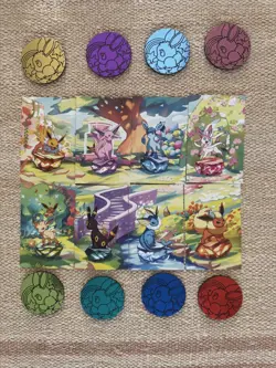 FULL Art set 8 Prismatic Evolutions Mini Tins, Art Card + Coin *NO PACKS* - Image 3