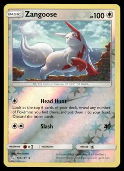 Pokemon Cards Zangoose 132/181 Reverse Holo Team Up Sun & Moon NM - Image 1