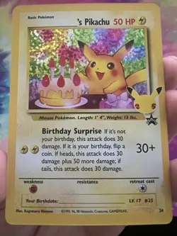 Pokemon Birthday Pikachu Promo 25 Holo Vintage 1998 Card - Image 2
