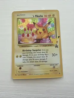Pokemon Birthday Pikachu Promo 25 Holo Vintage 1998 Card - Image 3