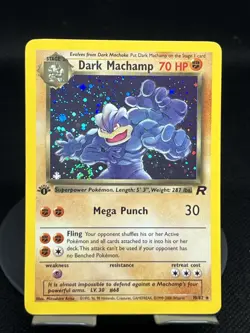 Pokemon TCG Dark Machamp 10/82 Team Rocket 1st Edition Holo Rare Swirled NM - Image 1