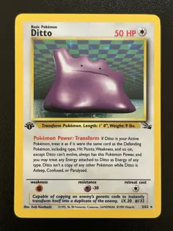 DITTO Pokemon Card - WOTC - 1st Edition - Fossil - 3/62 - HOLO - NM (A) - Image 1