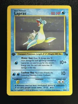 LAPRAS Pokemon Card - WOTC - 1st Edition - Fossil - 10/62 - HOLO - NM (A) - Image 1