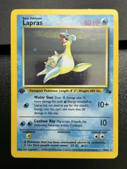LAPRAS Pokemon Card - WOTC - 1st Edition - Fossil - 10/62 - HOLO - NM (A) - Image 2