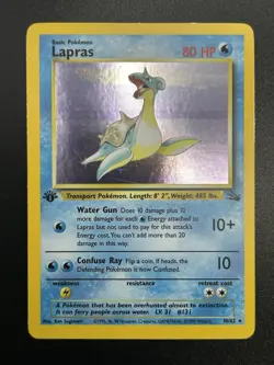 LAPRAS Pokemon Card - WOTC - 1st Edition - Fossil - 10/62 - HOLO - NM (A) - Image 3