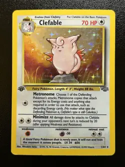 CLEFABLE Pokemon Card - WOTC - 1st Edition - Jungle - 1/64 - HOLO - LP / NM (A) - Image 1