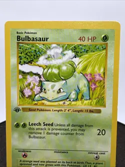 Pokemon TCG Bulbasaur 1st Edition Base Set Shadowless 44/102 Non Holo Card - Image 2