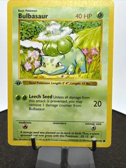 Pokemon TCG Bulbasaur 1st Edition Base Set Shadowless 44/102 Non Holo Card - Image 3