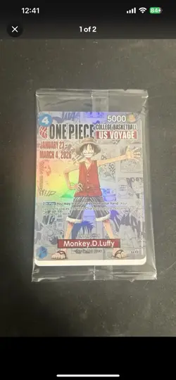 One Piece Monkey.D.Luffy College Basketball US Voyage Promo Card Sealed - Image 1