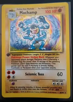 1999 POKEMON TCG MACHAMP 1ST EDITION HOLO CARD #8/102 EXCELLENT CONDITION - Image 2