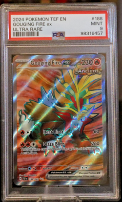 2024 POKEMON TEMPORAL FORCES 188 GOUGING FIRE EX ULTRA RARE MINT 9 - Image 1