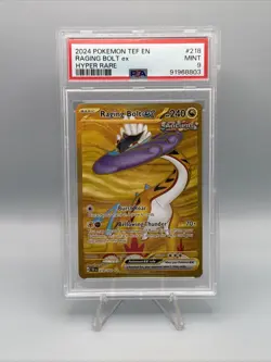 PSA 9 MINT Gold Raging Bolt ex # 218 Temporal Forces HYPER RARE Pokemon - Image 1