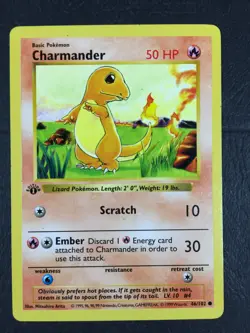 1999 Pokemon Game Base Set 1st Edition #46 CHARMANDER Shadowless EX Light Play - Image 1