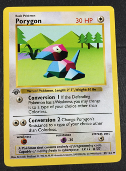 1999 Pokemon Game Base Set 1st Edition #39 PORYGON Shadowless EX Light Play - Image 1