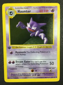 1999 Pokemon Game Base Set 1st Edition #29 HAUNTER Shadowless EX Light Play - Image 1