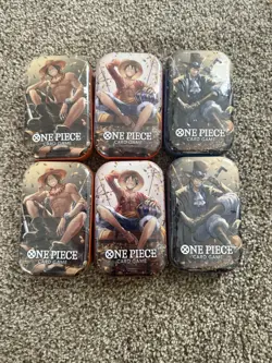 One Piece TCG Tin Pack Set Vol. 2 Lot of 6 Sealed Luffy Sabo Ace OP-13 English - Image 1
