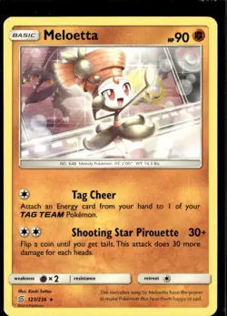Pokemon Meloetta 123/236 Unified Minds Non Holo Rare 2 Card Lot - Image 1