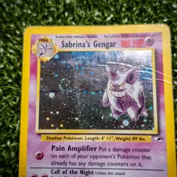 Pokemon Sabrina's Gengar 14/132 Gym Heroes Holo HP Rare Unlimited WOTC Swirl 🌀 - Image 2