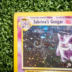 Pokemon Sabrina's Gengar 14/132 Gym Heroes Holo HP Rare Unlimited WOTC Swirl 🌀 - Image 3