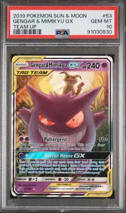 Pokemon 2019 Gengar & Mimikyu GX 53/181 Tag Team Team Up GEM MINT PSA 10 - Image 1