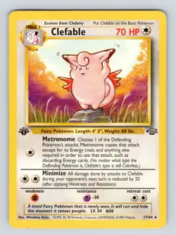 MP Pokemon TCG Clefable Jungle 17/64 Regular 1st Edition Rare - Image 1