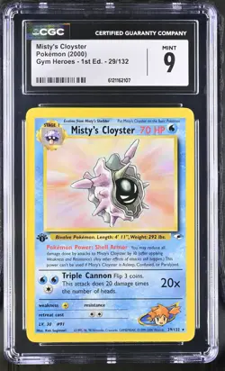 CGC 9 MINT Misty's Cloyster Gym Heroes 1st Edition 29/132 Pokemon Card - Image 1