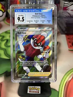 2021 Pokemon Gem Mint Shining Fates BALL GUY CGC 9.5 065/072 Full Art Trainer - Image 1