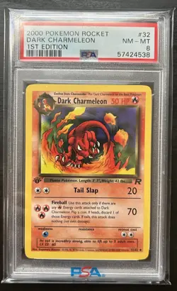 2000 Pokemon Rocket 32 DARK CHARMELEON 1ST Edition, PSA 8, NM-MINT - Image 1