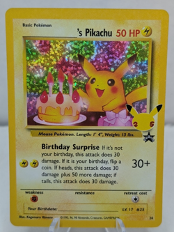 Pokemon TCG Birthday Pikachu #24 Celebrations 25th Anniversary NM - Image 1