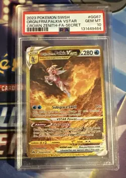 2023 POKEMON SWISH CROWN ZENITH #GG67 FULL ART/ORIGIN FORM PALKIA VSTAR PSA 10 - Image 1