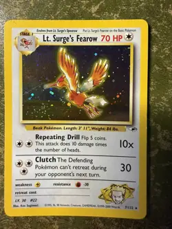Pokemon Lt. Surge's Fearow Holo Card 7/132 LP/MP - Image 1