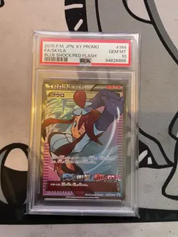 2015 POKEMON JAPANESE XY PROMO| BLUE SHOCK/RED FLASH Full Art / Skyla PSA 10 - Image 2