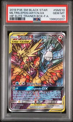 2019 POKEMON SM BLACK STAR PROMO FULL ART/MOLTRES & ZAPDOS & ARTICUNO GX PSA 10 - Image 1