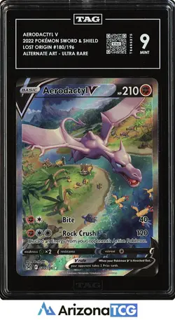 Pokemon 2022 Aerodactyl V 180/196 Alternate Art Ultra Rare Lost Origin TAG 9 - Image 1