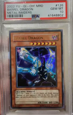 2002 YU-GI-OH! MRD METAL RAIDERS #126 BARREL DRAGON PSA 10 - Image 1
