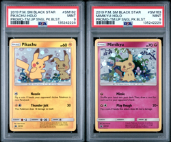 PSA 9 MINT Pikachu SM162 & Mimikyu SM163 Pokemon Promo *SEQUENTIAL w/ HD Swirls! - Image 1