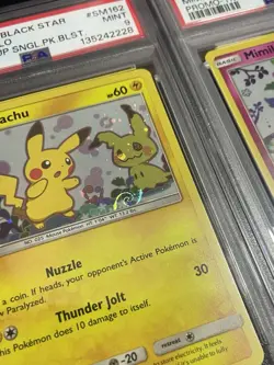 PSA 9 MINT Pikachu SM162 & Mimikyu SM163 Pokemon Promo *SEQUENTIAL w/ HD Swirls! - Image 3