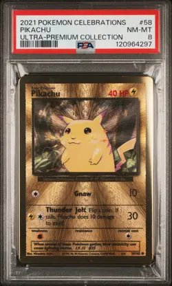 2021 POKEMON CELEBRATIONS ULTRA-PREM COLL #58 PIKACHU PSA 8 - Image 1