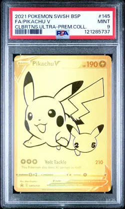 2021 POKEMON SWSH BLACK STAR PROMO #145 FULL ART/PIKACHU V PSA 9 - Image 1