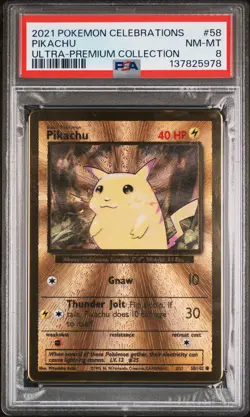 2021 POKEMON CELEBRATIONS ULTRA-PREM COLL #58 PIKACHU PSA 8 - Image 1