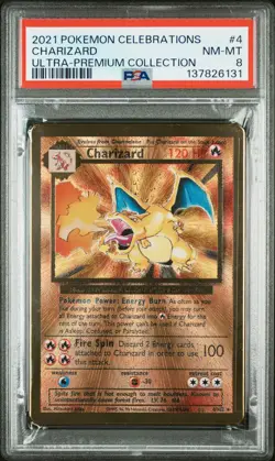 2021 POKEMON CELEBRATIONS ULTRA-PREM COLL #4 CHARIZARD PSA 8 - Image 1