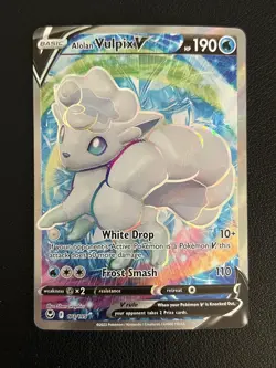 Pokemon TCG Alolan Vulpix V 173/195 Holo Ultra Rare Full Art Silver Tempest - Image 1